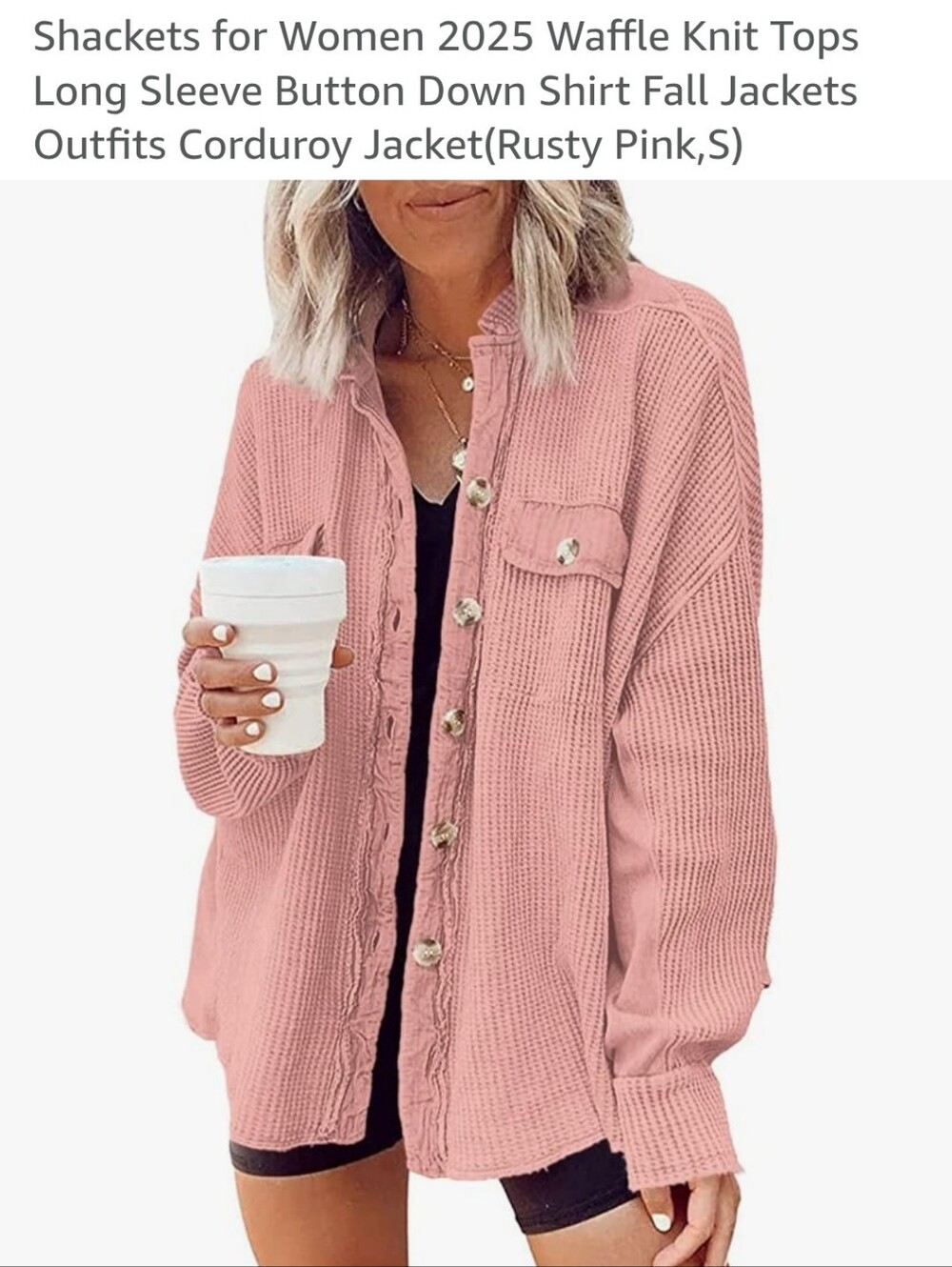 Washed Pink Women's Button-Front Knit Jacket
